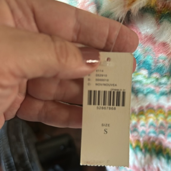 Anthropologie soft fuzzy eyelash warm pastel print short sleeve top - Picture 6 of 6